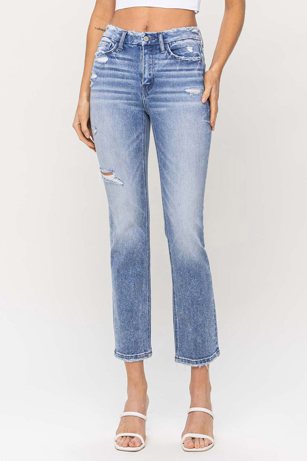 Conveniently High Rise Crop Slim Straight Flying Monkey Jeans 1/20/23 5440