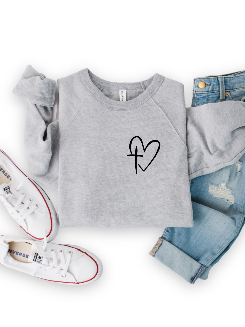 Oxford Grey Heart Cross Crew Ocean Sweatshirt 2/8/23 5537