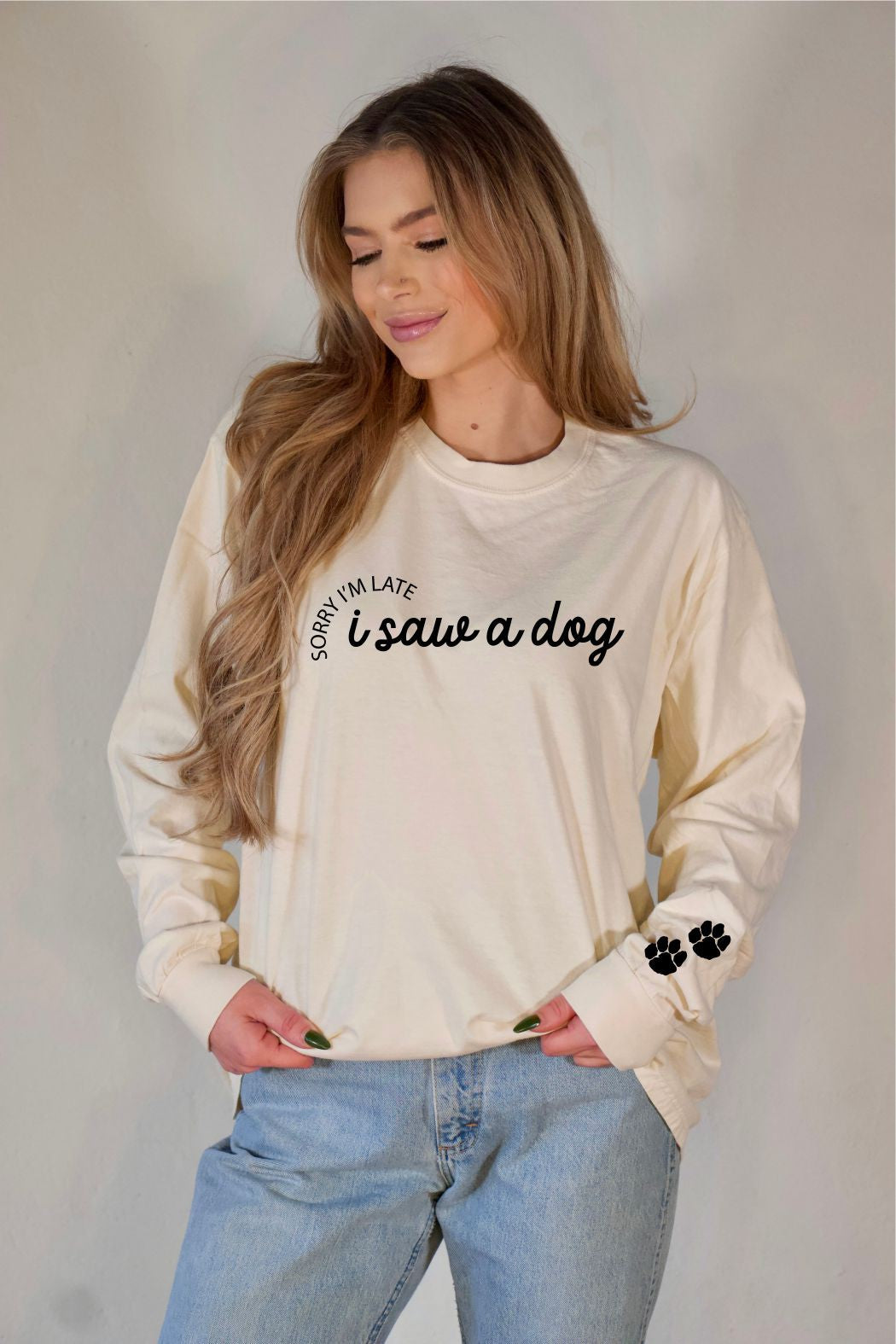Cream Sorry I'm Late Long Sleeve Ocean Tee 1/12/23 5633