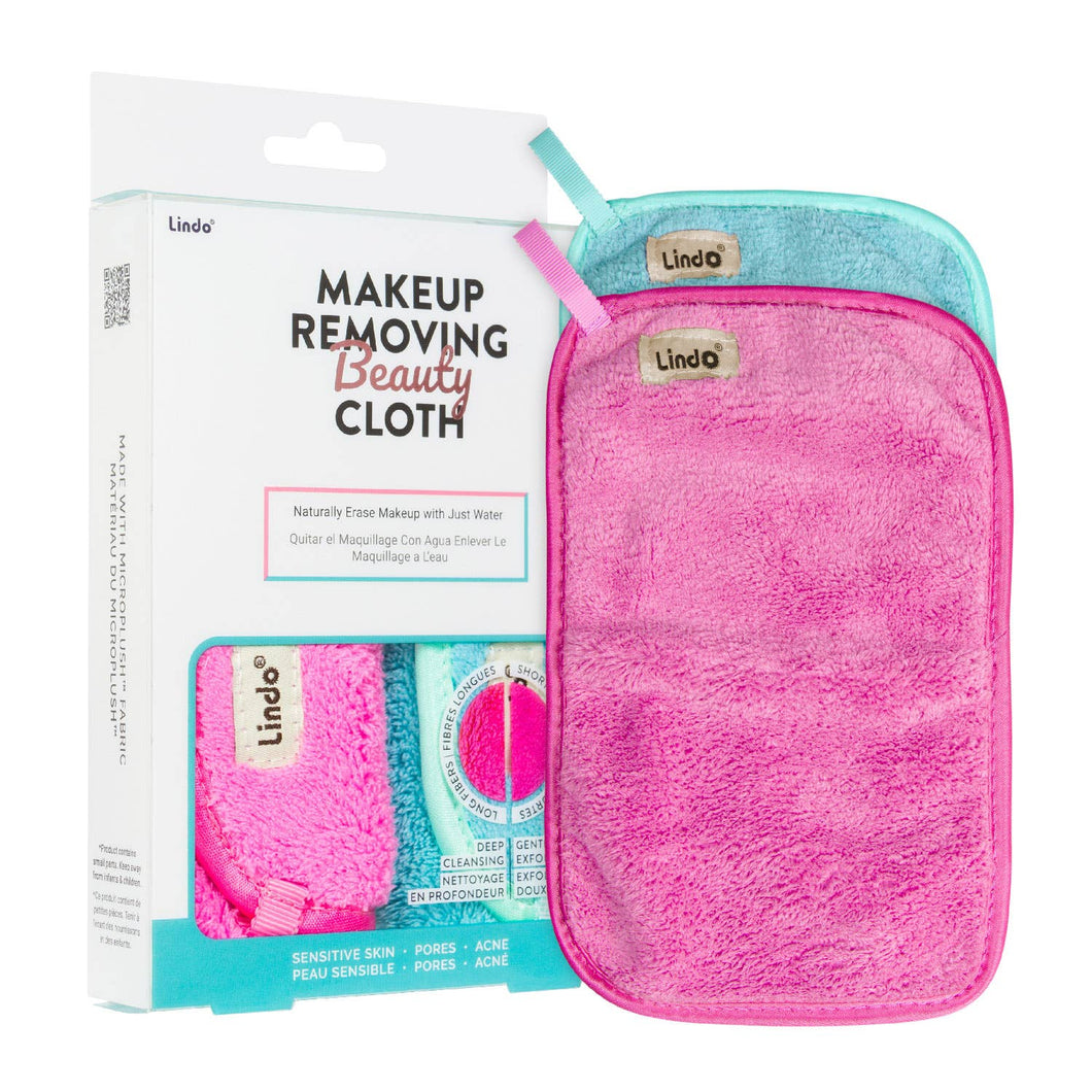 Pink Green Lindo Makeup Removing Beauty Cloth Duo - 2pcs/pk