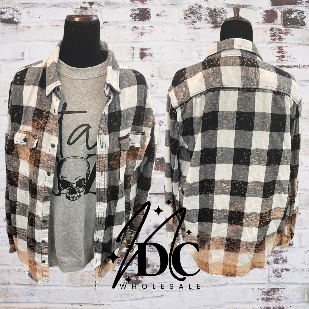 Black & White Bleached Buffalo Plaid Flannel