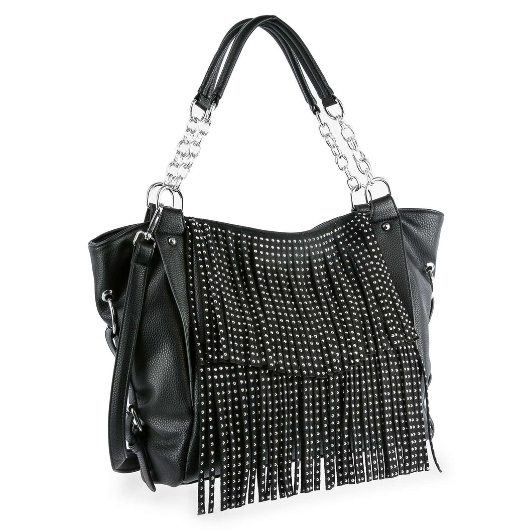 Black Sparkling Fringe Shoulder Bag