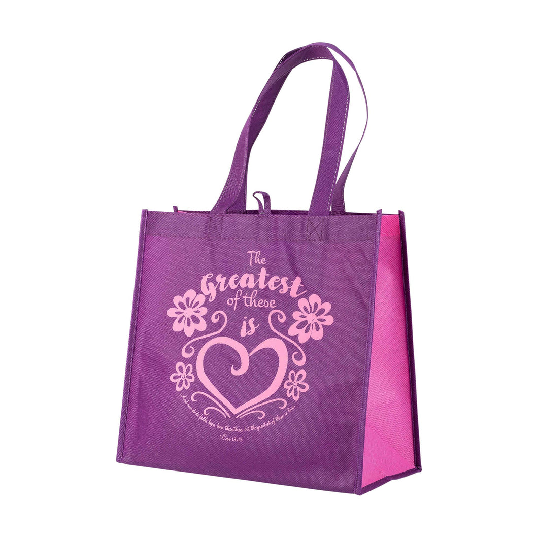 Eco Tote: Purple: Greatest Of These Is Love