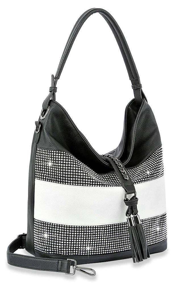 Sparkling Striped Hobo Handbag