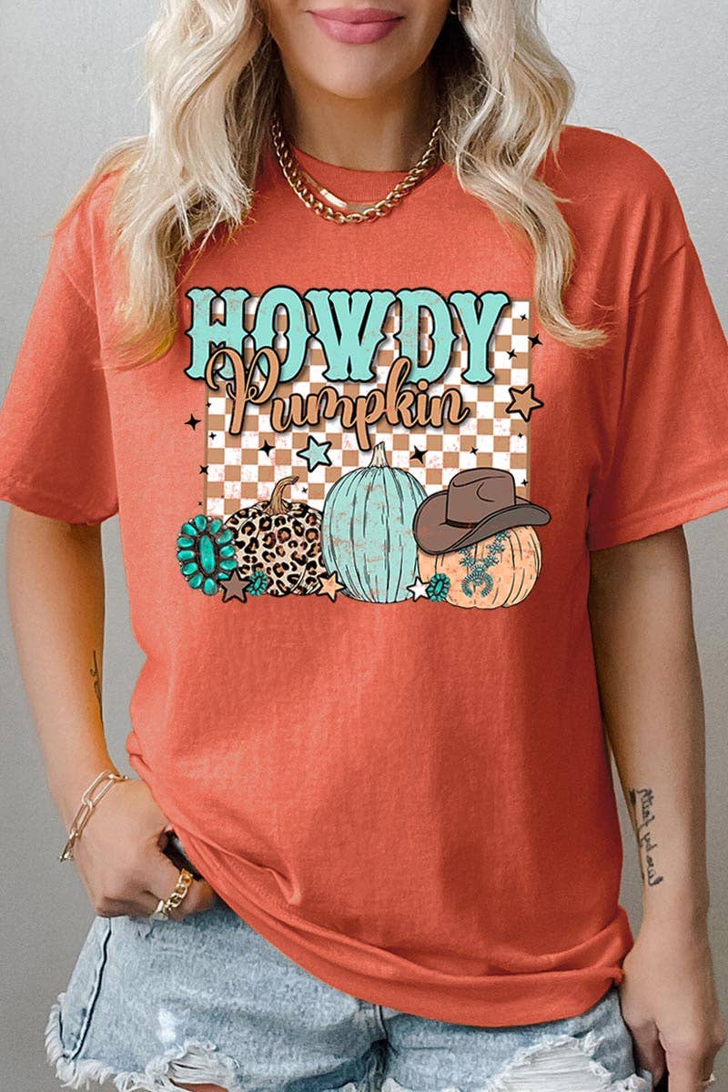 Sunset Howdy Pumpkin Heavy Short Sleeve Top