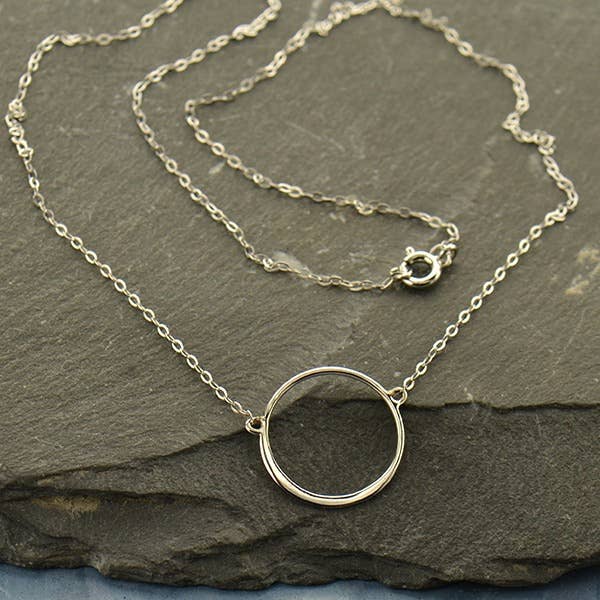 Sterling Silver 18mm Circle Link Necklace