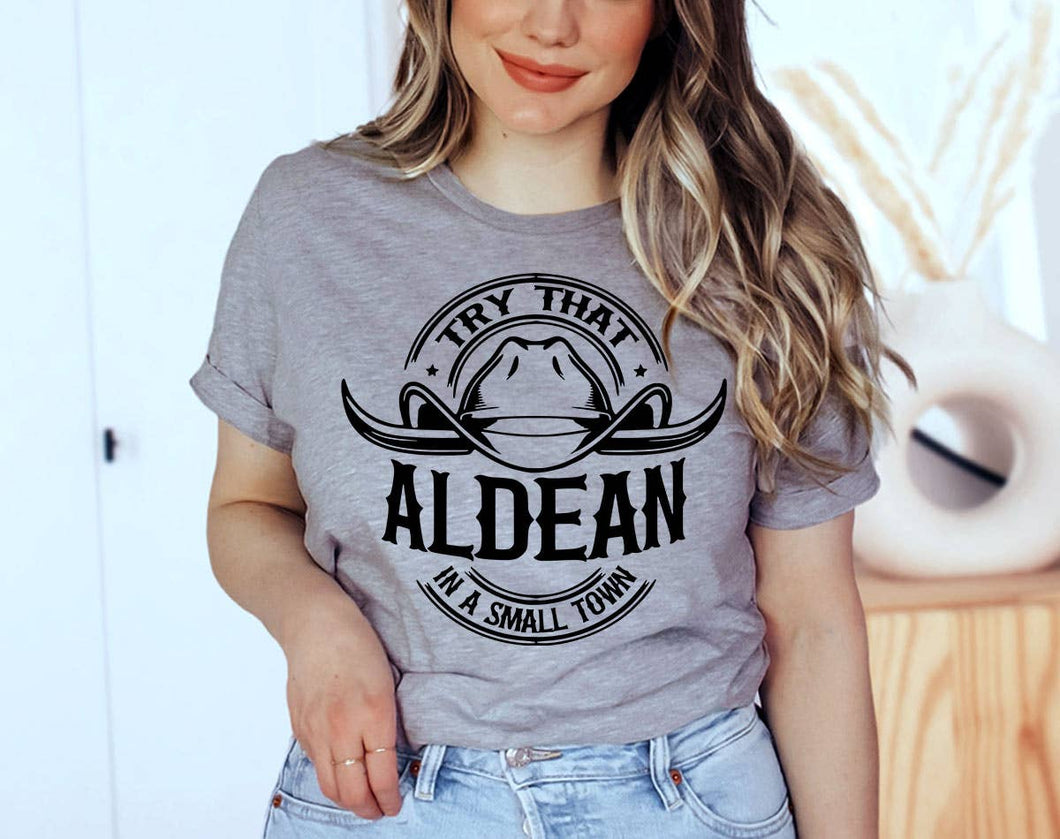 Heather Grey Try That In A Small Town - Aldean Country Music T-Shirt