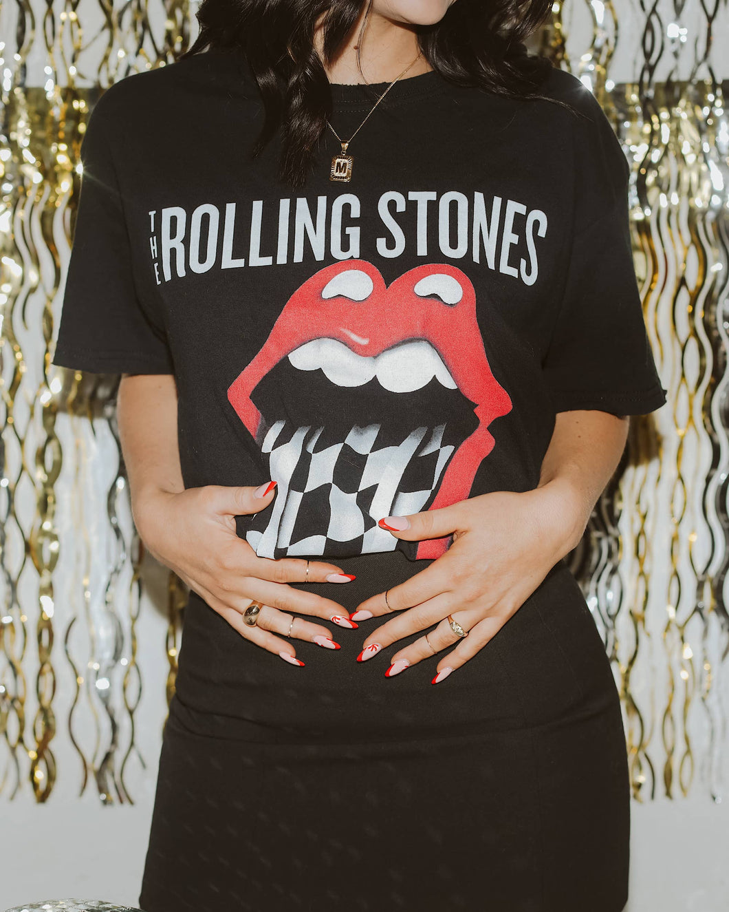 Rolling Stones Zip Code Night Black Thrifted Tee