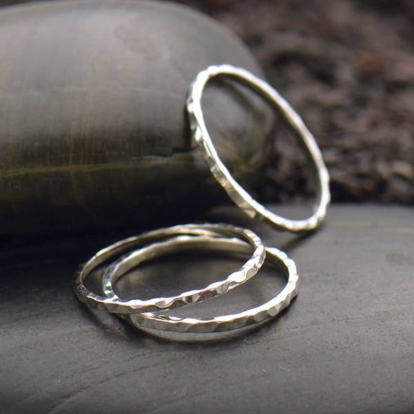 Sterling Silver Midi Ring - Hammer Finish