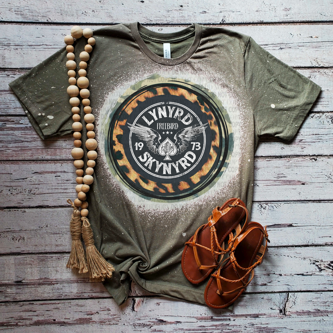 Heather Forest Skynyrd Freebird Bleached Band Tee