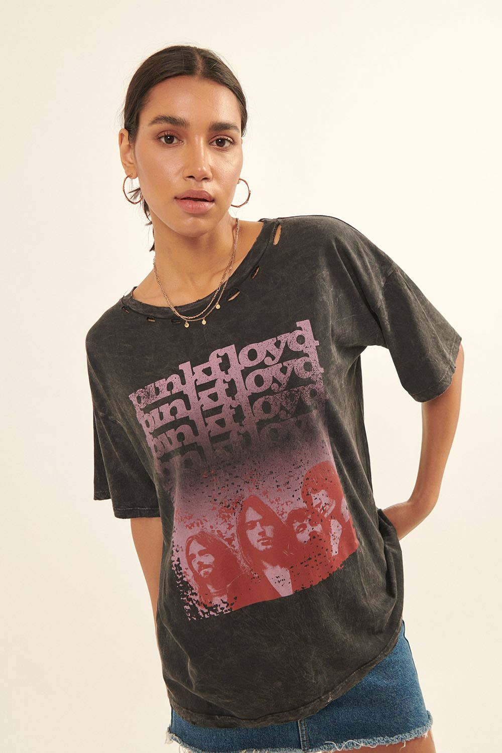 Pink Floyd Band Photo Mineral Wash Graphic Tee