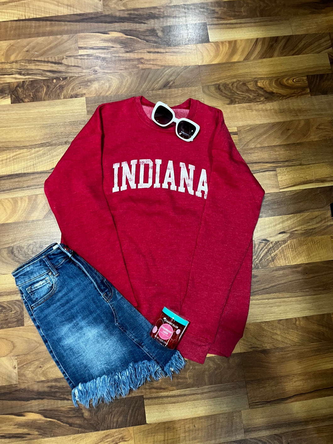 Cranberry Heather Indiana Graphic Fleece Relaxed Oat Pullover 4/7/23 5946