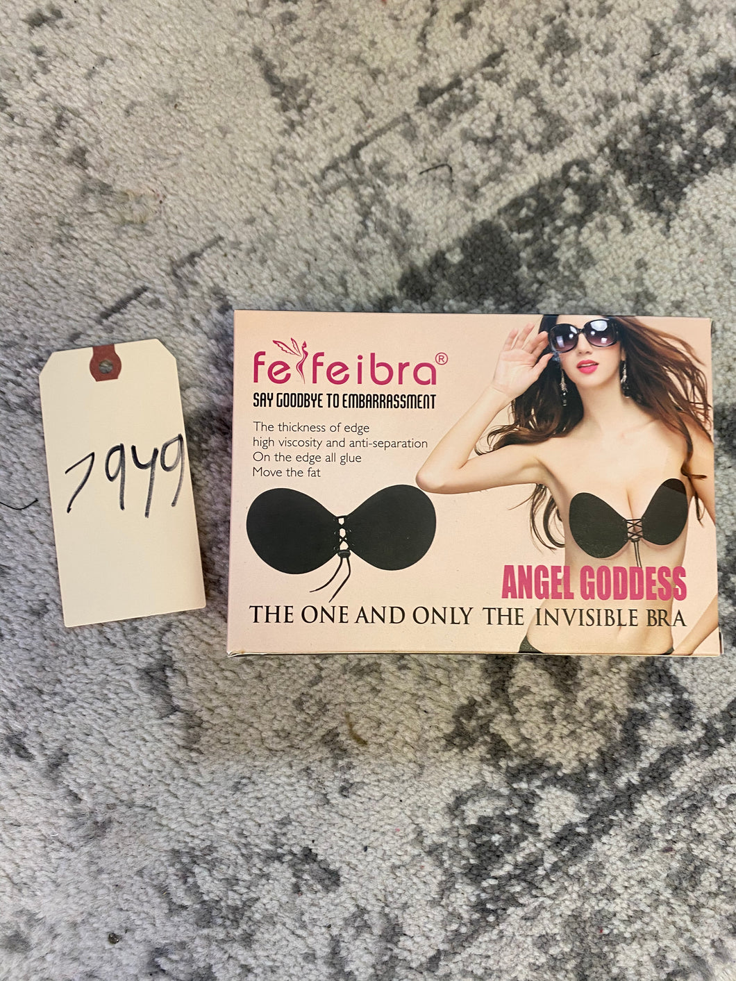 Black Lace Up Adhesive Bra 6/29/23 7949