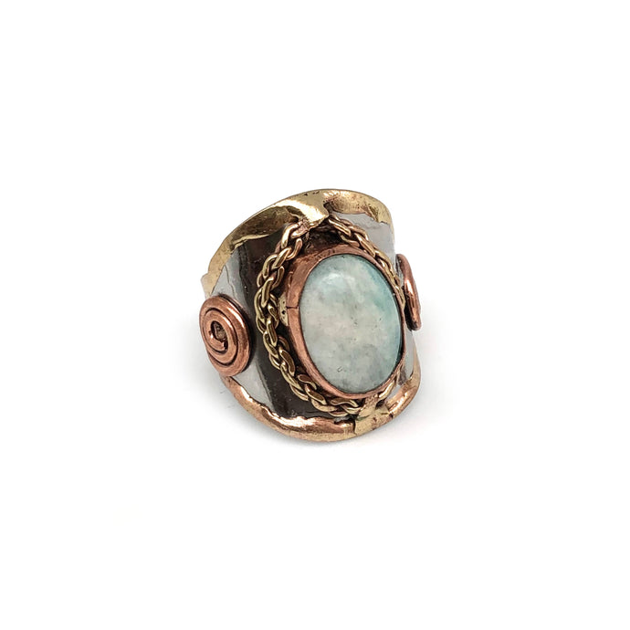 Mixed Metal and Amazonite Stone Ring