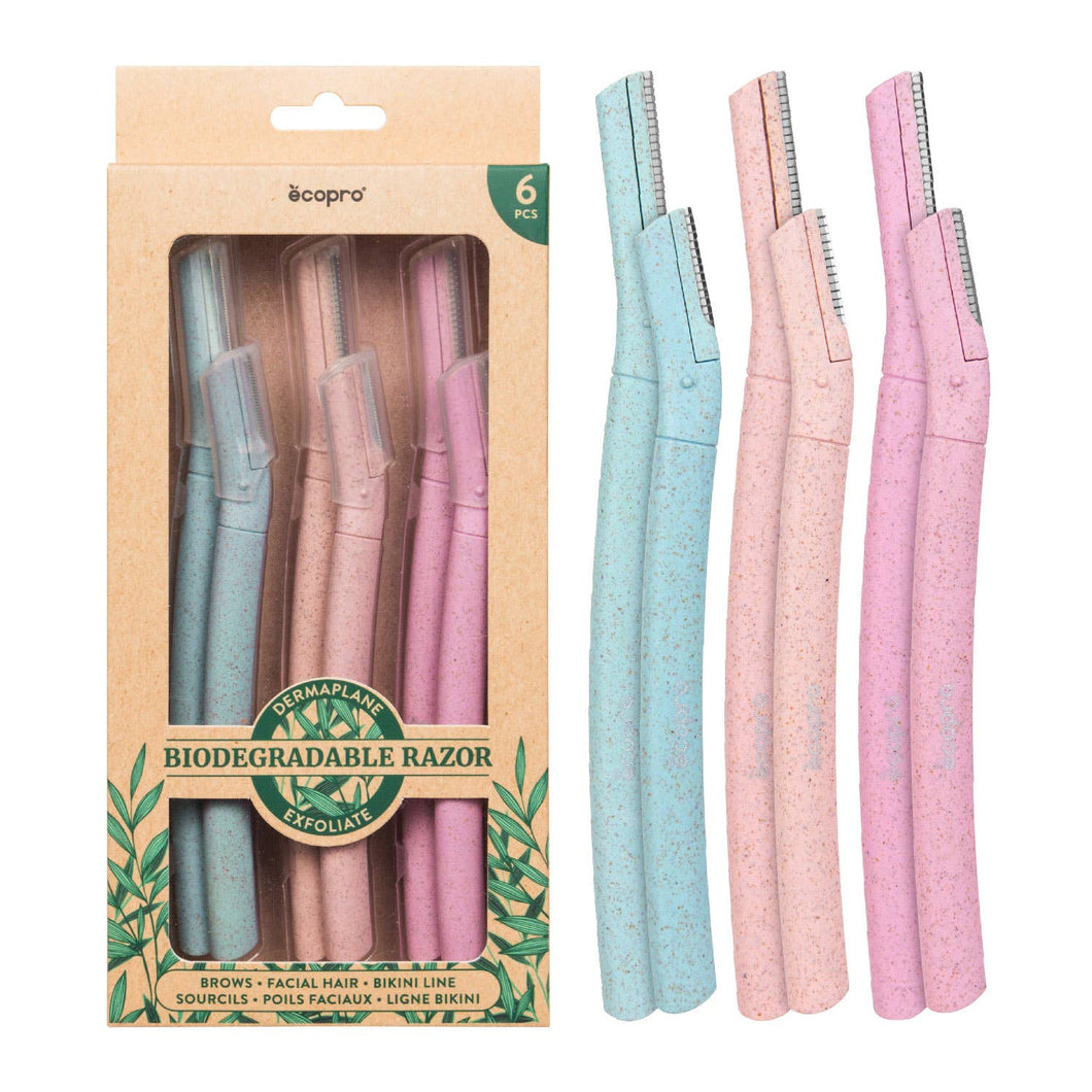 EcoPro Biodegradable Razor - For Face and Eyebrows - 6pcs/pk