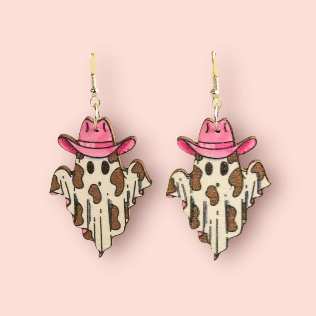 Western Halloween Earring | Howdy Ghost | Cowboy Ghost