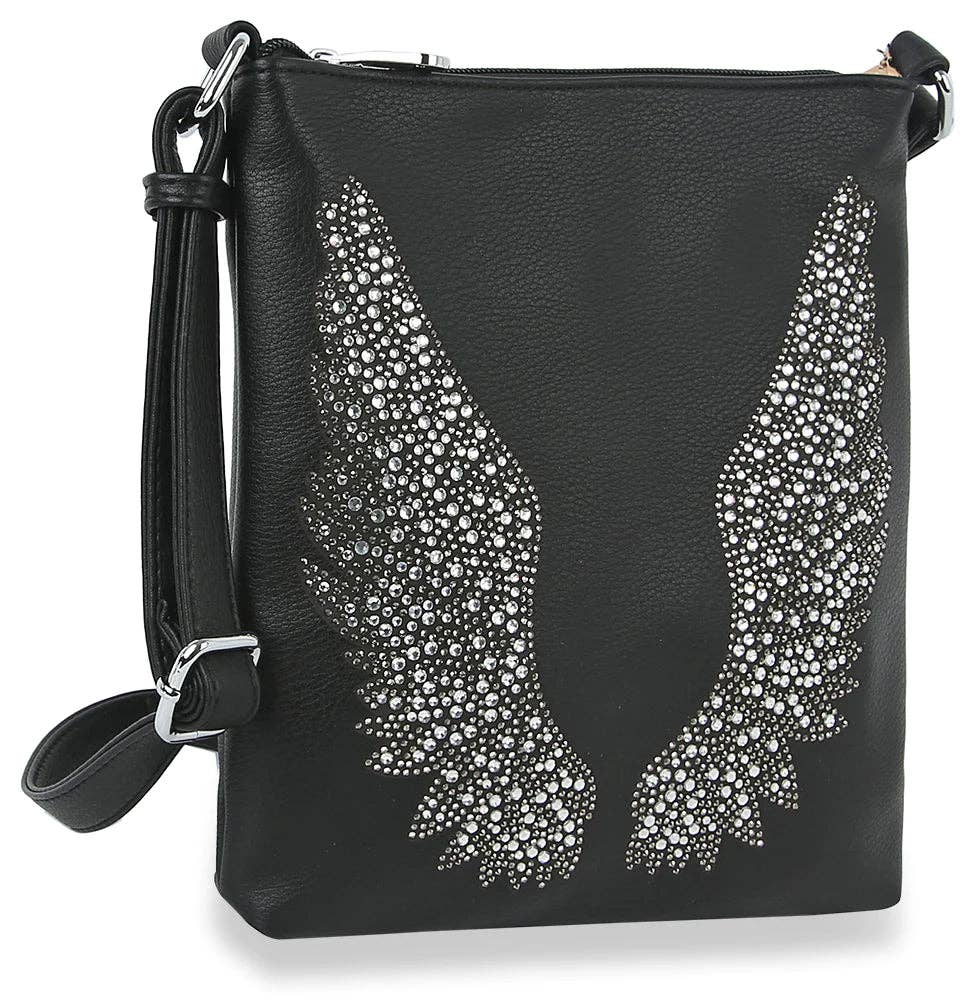 Wings Design Rhinestone Crossbody Sling
