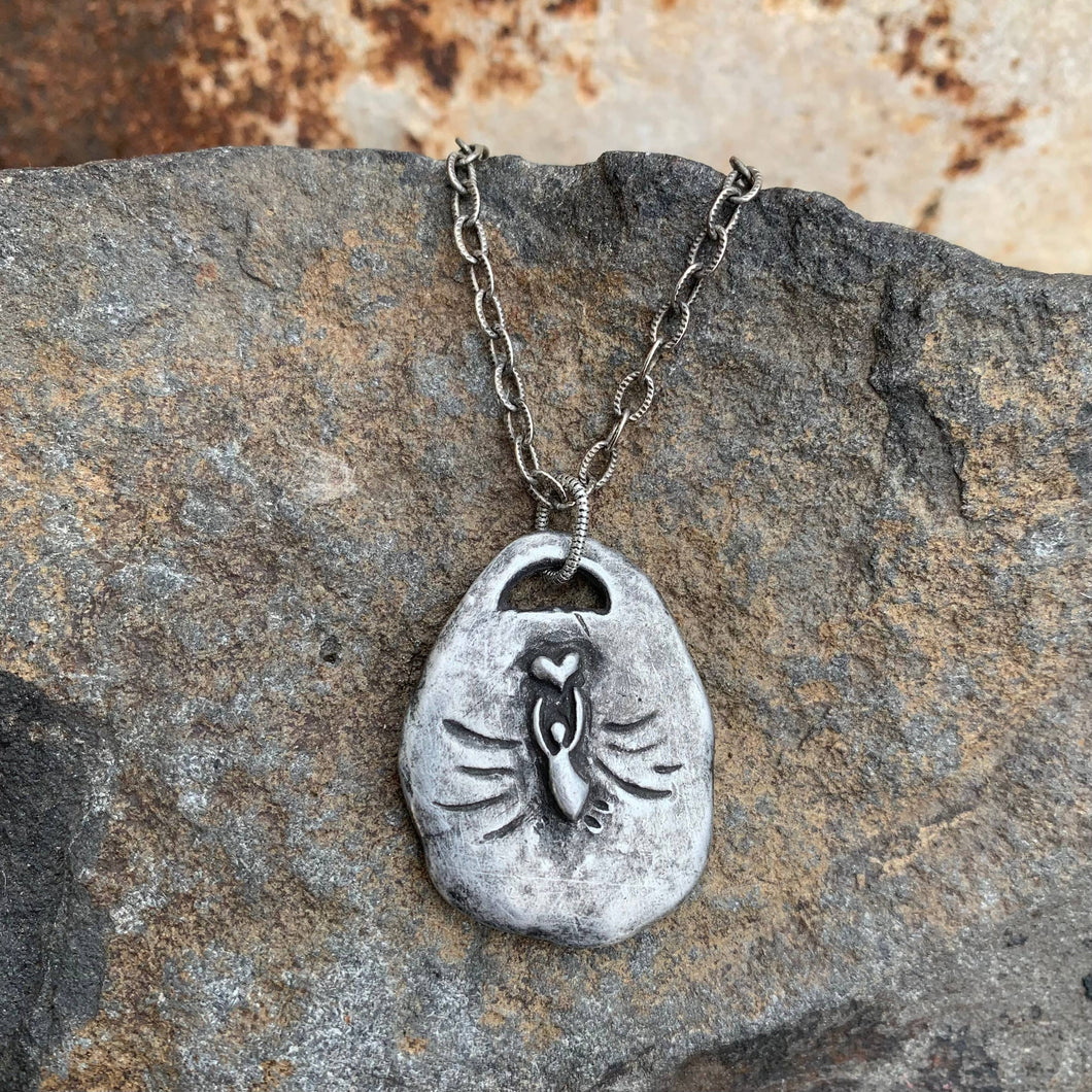 Silver Double Sided Pewter Necklace * Live A Life Of Joy Peace and Happiness Jewelry