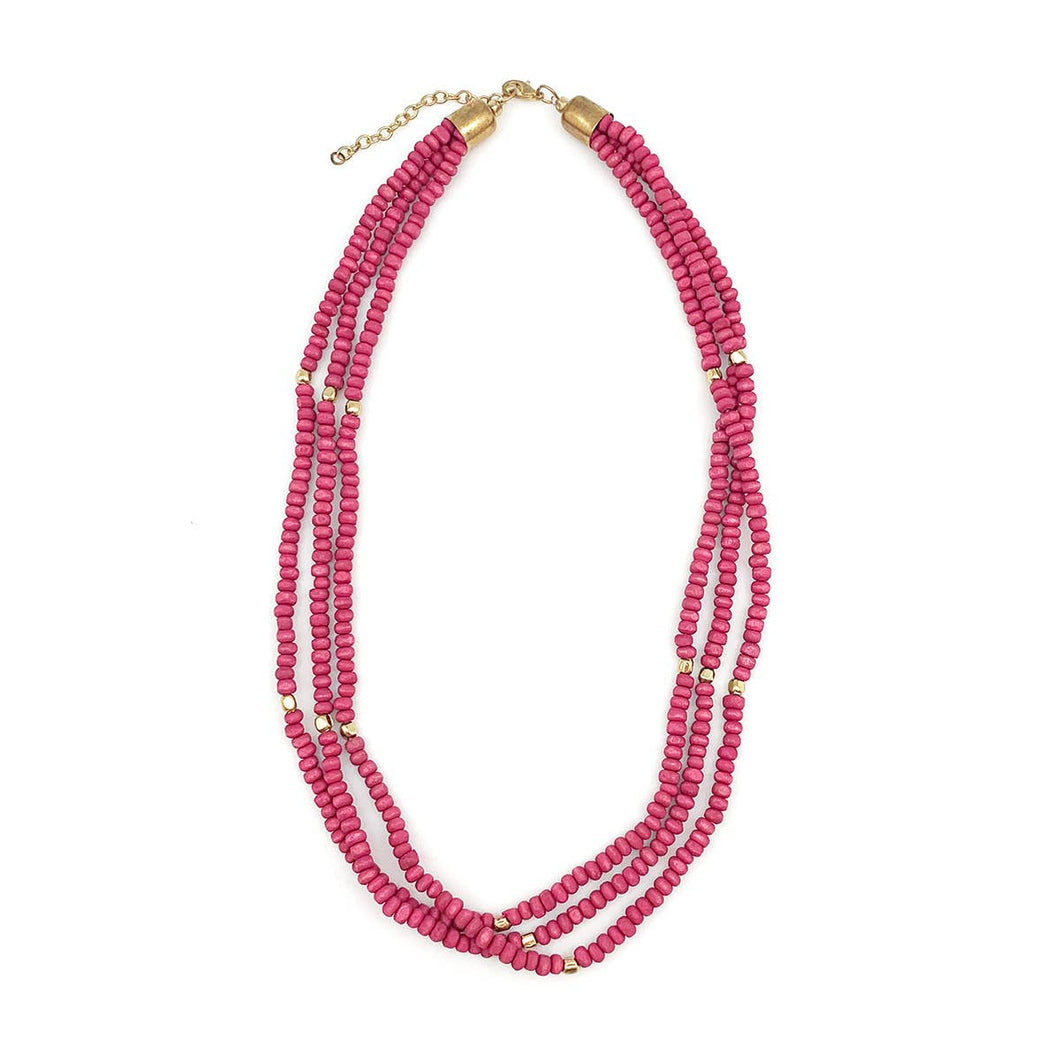 Sachi Chromatic Hues - Fuschia Short Multi-Strand Necklace