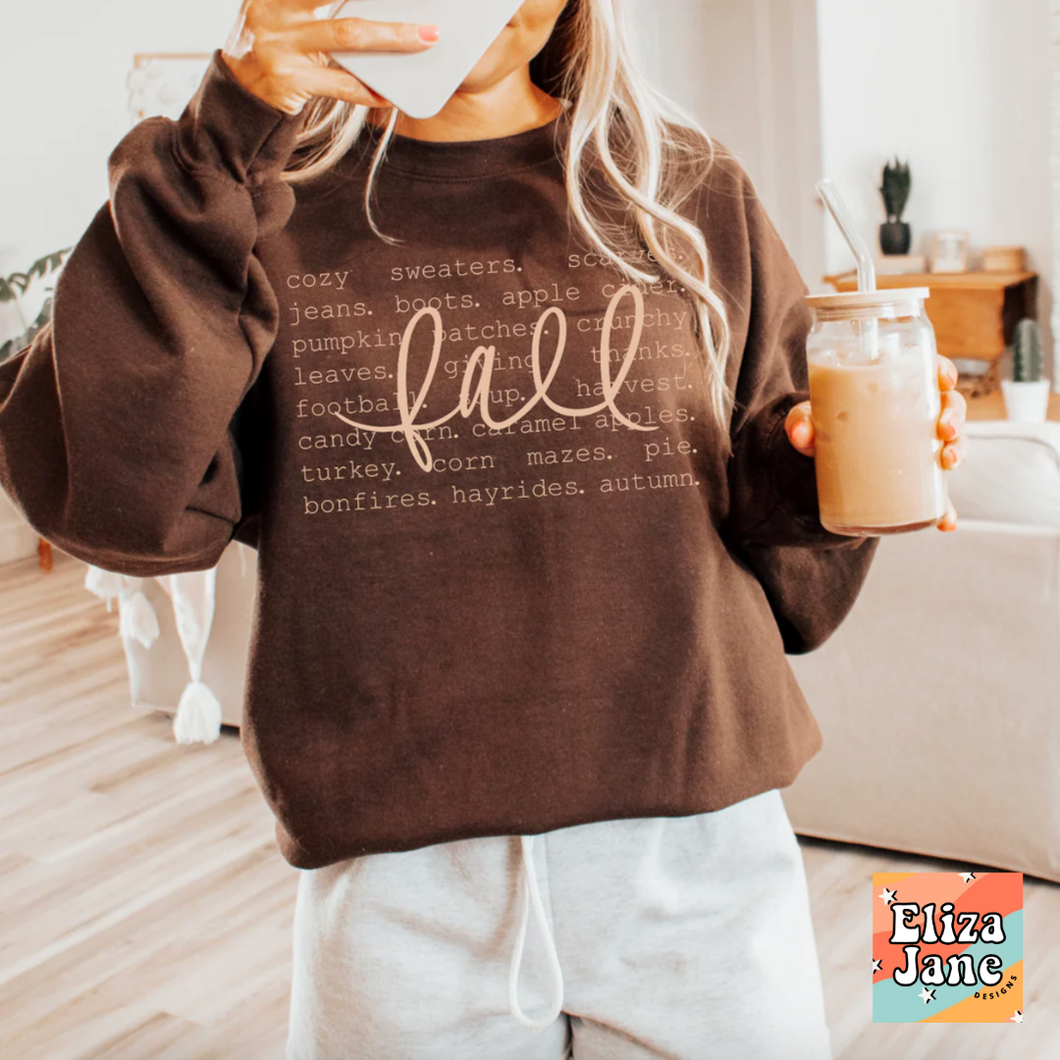 Fall Words Graphic Long Sleeve Tee Sweatshirt