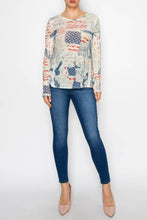 Sparkly mesh top with red white and blue