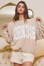Oatmeal 'JOHN 3:16' Print Oversized Graphic Top