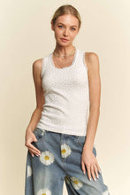 White Rhinestone Lace Trim Sleeveless Davi & Dani Tank Top