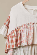 Ivory Multi Vintage Patchwork Ruffle Hem Mello Top