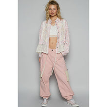Blush Floral Plaid pattern with peace patch POL shirt