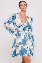 Blue Long Sleeve Mini Dress