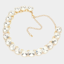 Peach Rose Gold Round Stone Link Evening Necklace