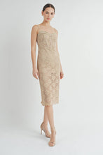 Nude Corset Lace Bustier Midi Dress