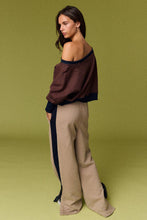 Navy Camel Amira Striped Lounge Sweatshirt