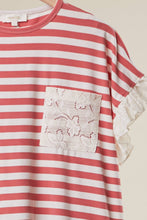 Red Striped Mello Top with Lace Trim