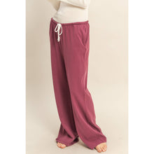 Dark Cherry Mineral Washed Drawstring Waist Relaxed Pants