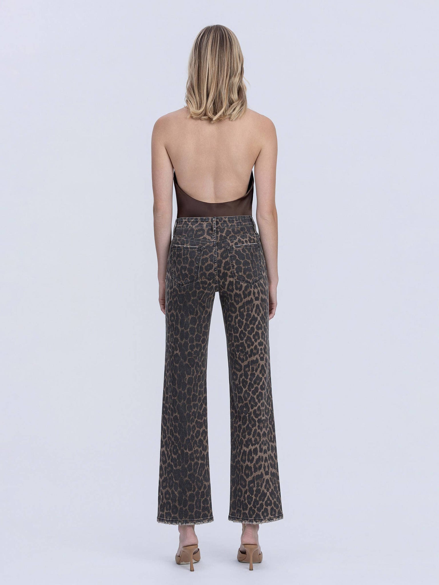 Flying Monkey- High Rise Leopard Print Barrel Jeans main image 1