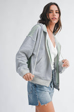 Blue Striped Zip Hoodie