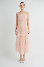 Pink Romantic Tiered Tulle Smocked Maxi Dress