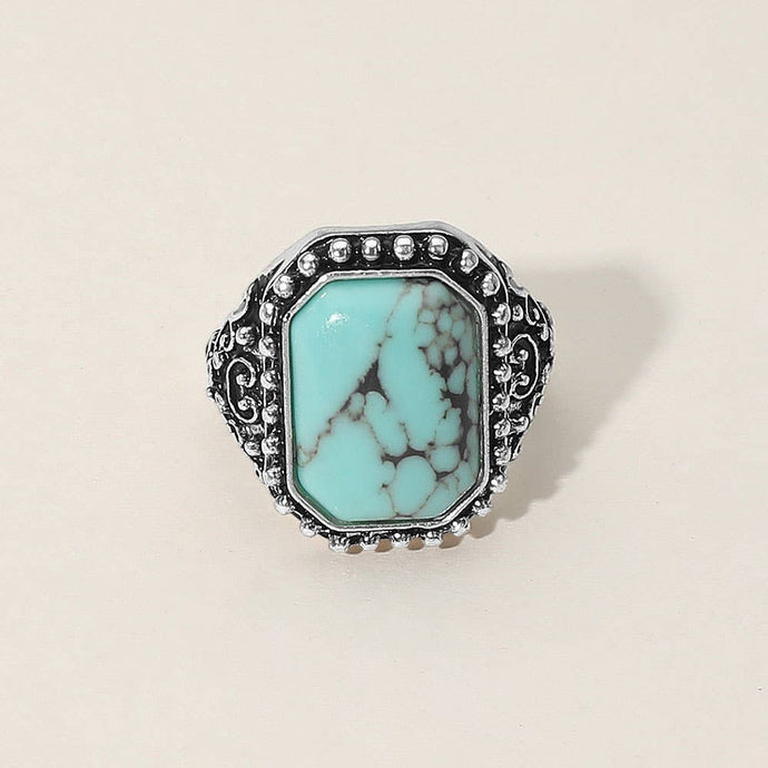 Turquoise Rectangle Stone Stretch Ring