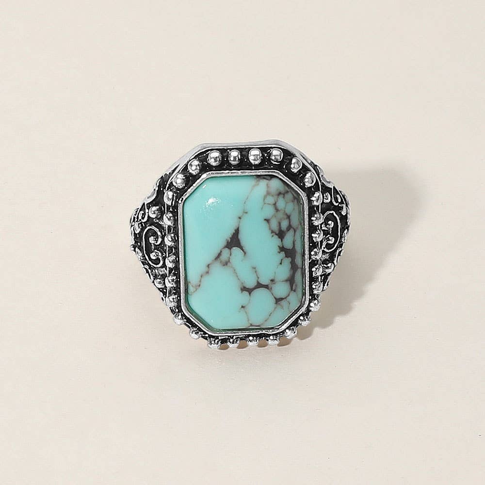 Turquoise Rectangle Stone Stretch Ring