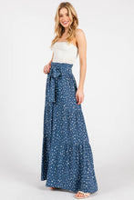 Denim Off White Woven Dot Waist Bow Tie Pants