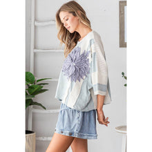 Light Blue Washed 3D Flower Boxy Knit Oli&Hali Top