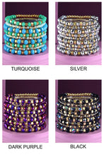 Bronze 9 Set Colorful Stackable Beaded Stretch Bracelet