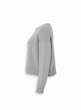 Camellia Rhinestone Sweater Cropped Knit Pullover: Grey / Missy, Contemporary / One Size