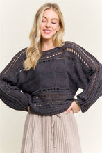 Charcoal Grey Crocheted Open Knit Pullover
