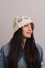 Floral Crochet Bucket Sun Hat: Natural