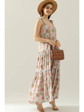 Mauve Floral Strap Tie Sleeveless Dress