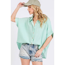 Mint Boho Contrast Zigzag Trim Gauze Sage+Fig Shirt