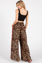 Brown Woven Leopard Wide Leg Side Trim Pants