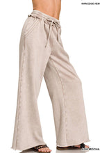 Ash Black Acid Wash Fleece Palazzo Sweatpants With Pockets